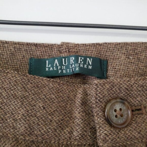Lauren Ralph Lauren Herringbone Wool Preppy Old Money Wide Leg Flare Trousers 10 - Picture 5 of 8